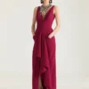 Robe longue drapée en crêpe cady Robe longue drapée en crêpe cady