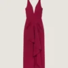 Robe longue drapée en crêpe cady Robe longue drapée en crêpe cady