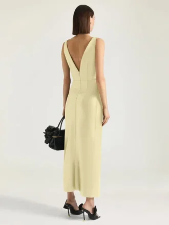 Robe longue drapée en cuir Robe longue drapée en cuir