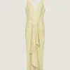 Robe longue drapée en cuir
