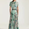 Robe longue en viscose à imprimé roses Robe longue en viscose à imprimé roses