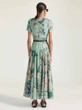 Robe longue en viscose à imprimé roses Robe longue en viscose à imprimé roses