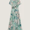 Robe longue en viscose à imprimé roses Robe longue en viscose à imprimé roses