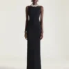 Robe longue fendue en crêpe cady Robe longue fendue en crêpe cady