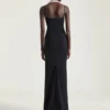 Robe longue fendue en crêpe cady Robe longue fendue en crêpe cady