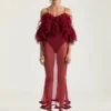 Robe longue à volants en maille ultra-fine Robe longue à volants en maille ultra-fine