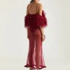Robe longue à volants en maille ultra-fine Robe longue à volants en maille ultra-fine