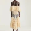 Robe longue à volants en maille ultra-fine Robe longue à volants en maille ultra-fine