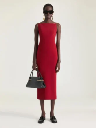 Robe midi à découpes en crêpe cady