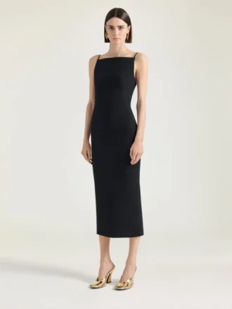Robe midi à découpes en crêpe cady