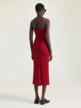 Robe midi à découpes en crêpe cady