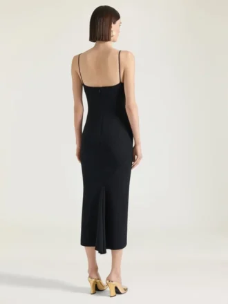 Robe midi à découpes en crêpe cady