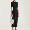 Robe polo mi-longue en maille effet seconde peau