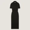 Robe polo mi-longue en maille effet seconde peau