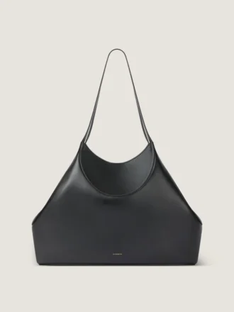 Sac cabas moyen à facettes en cuir grainé
