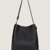 Sac hobo moyen à ceinture en cuir grainé Sac hobo moyen à ceinture en cuir grainé
