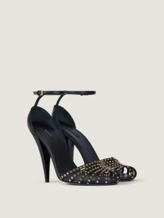 Sandales à talons Cage en cuir avec clous