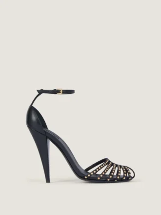 Sandales à talons Cage en cuir avec clous
