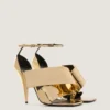 Sandales à talons carrés en cuir effet miroir Sandales à talons carrés en cuir effet miroir