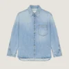 Surchemise à coutures couture en denim bleu clair