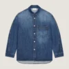 Surchemise à coutures couture en denim bleu foncé Surchemise à coutures couture en denim bleu foncé