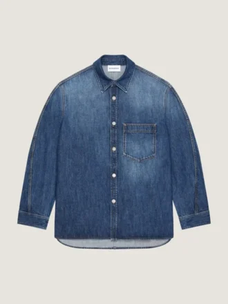 Surchemise à coutures couture en denim bleu foncé Surchemise à coutures couture en denim bleu foncé