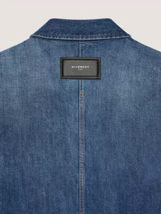 Surchemise à coutures couture en denim bleu foncé Surchemise à coutures couture en denim bleu foncé