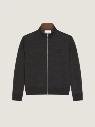 Sweat-shirt zippé en laine avec gros-grain Givenchy Paris