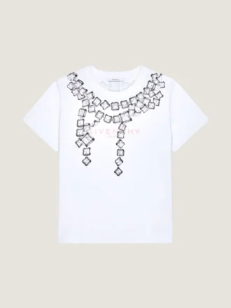 T-shirt en coton avec imprimé cristaux déstructuré