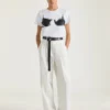 T-shirt en coton avec imprimé soutien-gorge découpé T-shirt en coton avec imprimé soutien-gorge découpé