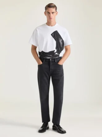 Jean droit délavé Shadow avec coutures couture