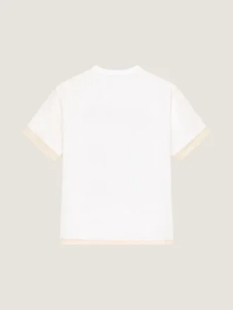 T-shirt en coton et organza avec imprimé surréaliste