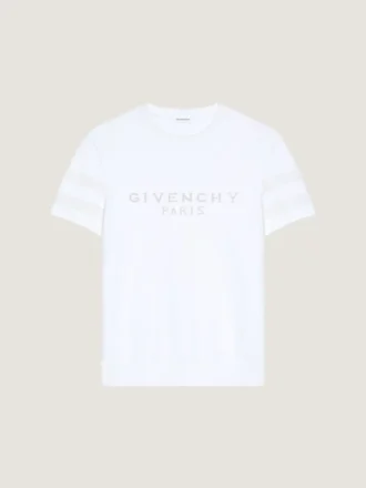 T-shirt en maille de coton avec jacquard Givenchy Paris