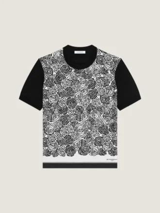 T-shirt en maille de coton à imprimé floral