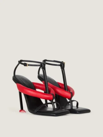 Tongs à talons bicolores Boudoir en cuir nappa