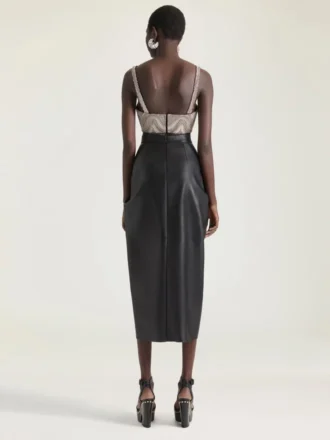Top-soutien-gorge en satin brodé de perles