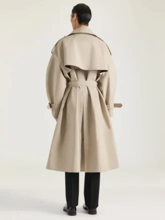 Trench-coat couture à coutures apparentes en coton