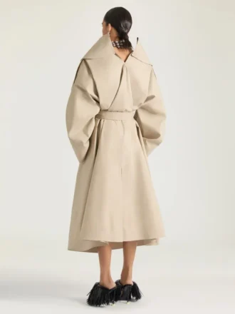Trench-coat long fendu en coton