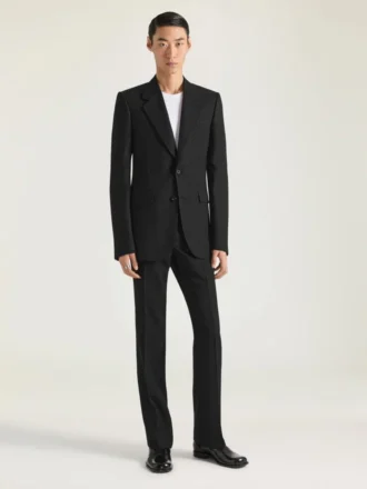 veste ajustée à carreaux en laine, à simple boutonnage
