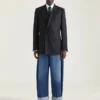 Veste ajustée à double boutonnage en laine rayée Veste ajustée à double boutonnage en laine rayée