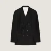 Veste ajustée à double boutonnage en laine rayée Veste ajustée à double boutonnage en laine rayée
