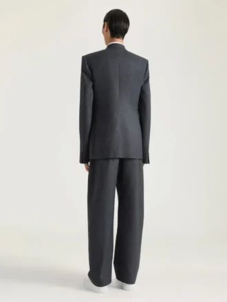 Veste ajustée sans col à simple boutonnage en flanelle