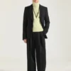Veste ajustée à simple boutonnage en laine Veste ajustée à simple boutonnage en laine