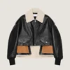 Veste aviateur courte en cuir et peau de mouton Veste aviateur courte en cuir et peau de mouton