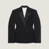 Veste cocon croisée en laine avec détail inversé Veste cocon croisée en laine avec détail inversé