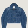 Veste cocon en denim bleu moyen