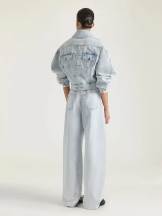 Veste cocon réversible en denim bleu clair