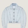 Veste cocon réversible en denim bleu clair