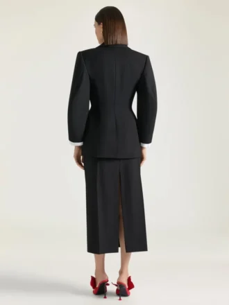 Veste cocon à simple boutonnage en laine et mohair