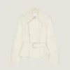 Veste courte ceinturée en coton et laine